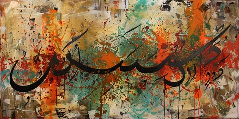 Wall Mural - contemporary abstract Persian calligraphic painting