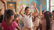 © Luminous Hub  - Children dancing happily together with teacher at nursery school