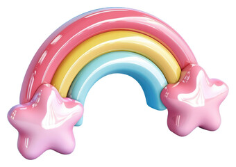 Poster - PNG Celestial graphic of single rainbow balloon toy.