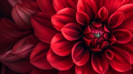 Canvas Print - Red dahlia flower, focusing on its intricate petals and rich color.