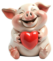 Poster - PNG Smiling pig holding heart