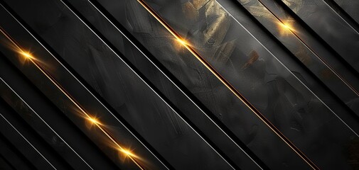 Abstract diagonal black and gold background with glowing lines.