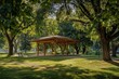 © Vlad - Pavilion in Boise, Idaho Park: Nature Meeting Place with Agriculture Theme