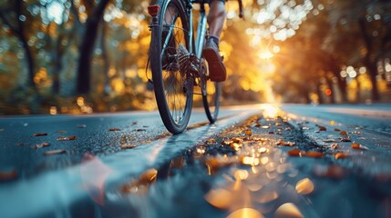 Sticker - Cycling through Autumn Leaves