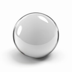 Silver Button. White Round Button with Matted Metallic Finish in a Simple Geometric Shape