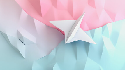 Wall Mural - Abstract white background with pastel colorful 3D abstract background overlap layer on dark space with paper airplane. Modern graphic design element motion style concept for banner, flyer, card,