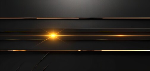 Black and gold abstract background with glowing lines.