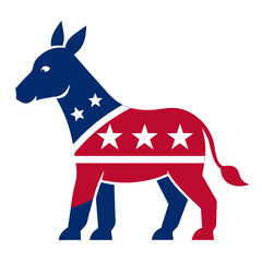 Wall Mural - Democrat Donkey Red White and Blue Political Isolated Vector Illustration with USA theme