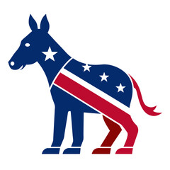 Wall Mural - Democrat Donkey Red White and Blue Political Isolated Vector Illustration with USA theme