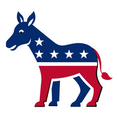 Wall Mural - Democrat Donkey Red White and Blue Political Isolated Vector Illustration with USA theme