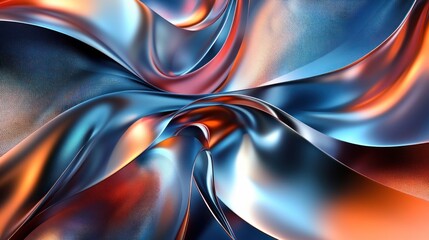 Wall Mural - 3D abstract flowing ribbons in metallic color wallpaper