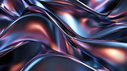 Wall Mural - 3D abstract flowing ribbons in metallic color wallpaper