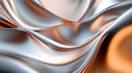 Wall Mural - 3D abstract flowing ribbons in metallic color wallpaper