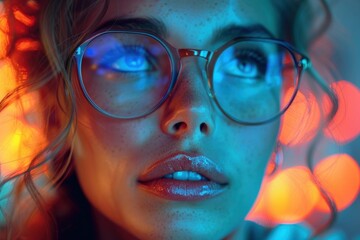 Canvas Print - Close-up Portrait of a Woman Wearing Glasses