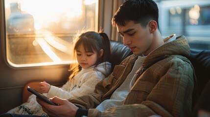 adult person with cell phone in hand sitting