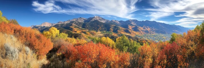 Wasatch Mountains Fall - Lush Autumn Landscape in Utah's Scenic Sardine Peak Ogden Outlook Trail