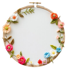 Canvas Print - PNG Floral embroidery hoop art