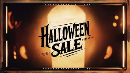 Wall Mural - Vintage Halloween Sale banner with dark tones and spooky atmosphere, perfect for seasonal marketing. Retro-inspired design ideal for digital and print promotions