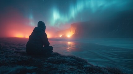 Poster - Solitude under the Aurora Borealis