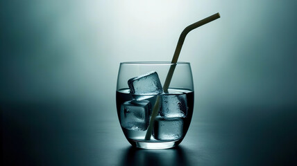 Wall Mural - A glass of water with ice