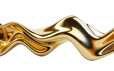 3d rendering wave golden band Flowing abstract isolated on white or transparent background