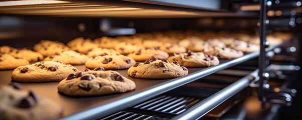 Producing cookies in the food industry with copyspace for text