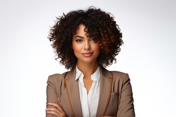 Wall Mural - Business woman portrait isolated on white transparent background, Afro businesswoman