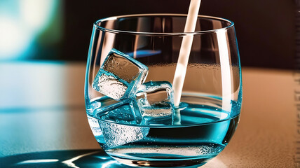 Canvas Print - A glass of water with ice