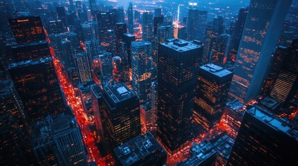 Wall Mural - City skyline at nighttime