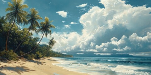 Canvas Print - Beach with Palm Trees