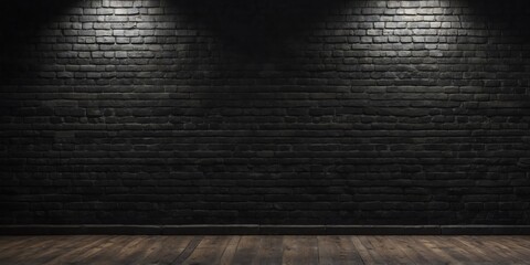 Wall Mural - black brick grungy empty wall for background