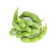 © New Africa - Raw green edamame soybeans and pods isolated on white, top view