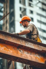 Sticker - Construction worker on metal beam