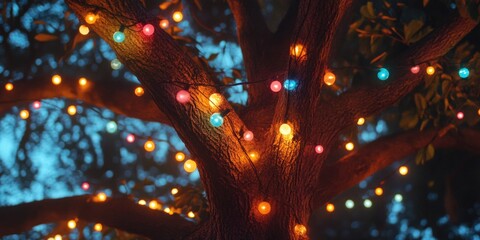 Canvas Print - Tree with string lights