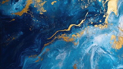 Wall Mural - Blue and Gold Painting Close Up