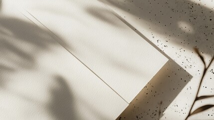Leinwandbilder - Soft shadows fall elegantly on a light paper surface, accentuating the simplicity of the design and creating a serene atmosphere.