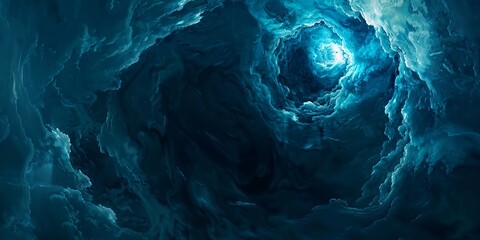 Wall Mural - a blue and white space with a spiral in the middle