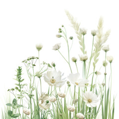 Wall Mural - spring flowers in the grass, background removed image
