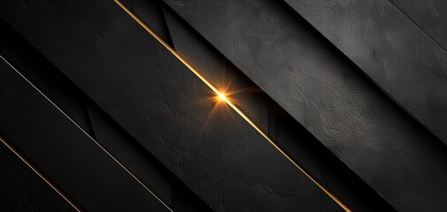 Wall Mural - Abstract black background with a golden line and light.