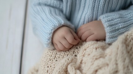 Hand of a newborn baby; theme of childhood and happiness