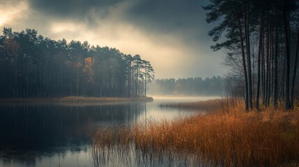 Wall Mural - An idyllic image of nature, showcasing the beauty of the Masurian landscapes