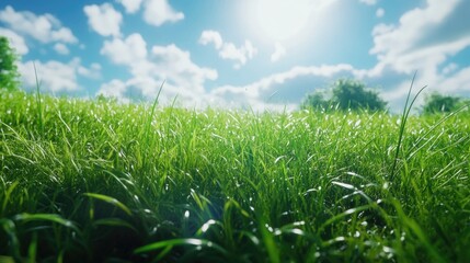 Canvas Print - Field of Grass with Sun Background