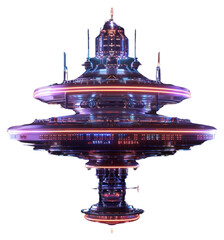Canvas Print - png futuristic glowing space station