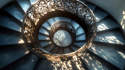 Poster - Spiral Staircase with Intricate Railing