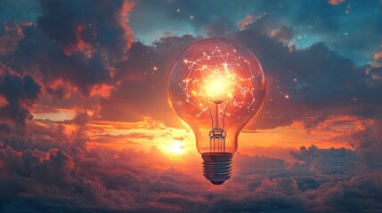 Canvas Print - Light Bulb in the Sky -  A Symbol of Inspiration