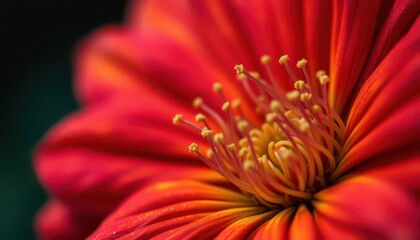 Sticker - Close-up of a Red Flower's Stamens.