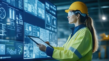 Wall Mural - generate a photo realistic image of a health and safety manager implementing a management system, wi