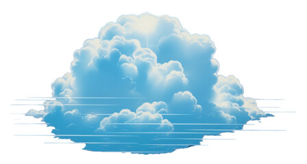 Sticker - PNG A subtle wide small cloud with the moon isolated on clear solid background sunlight bright nature.