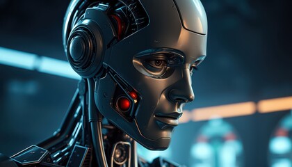 Canvas Print - Close-up of a Female Android Robot