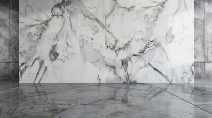 Poster - Modern marble designs with polished concrete textures on rough concrete floors, large high-resolution stone slabs